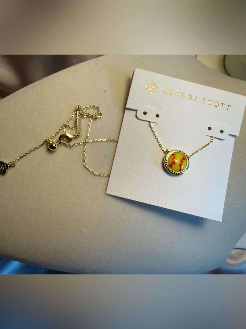 Kendra Scott Gold Necklace with Softball Pendant